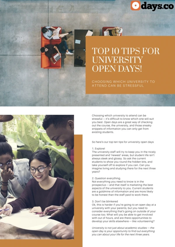 Top 10 Tips For University Open Days!