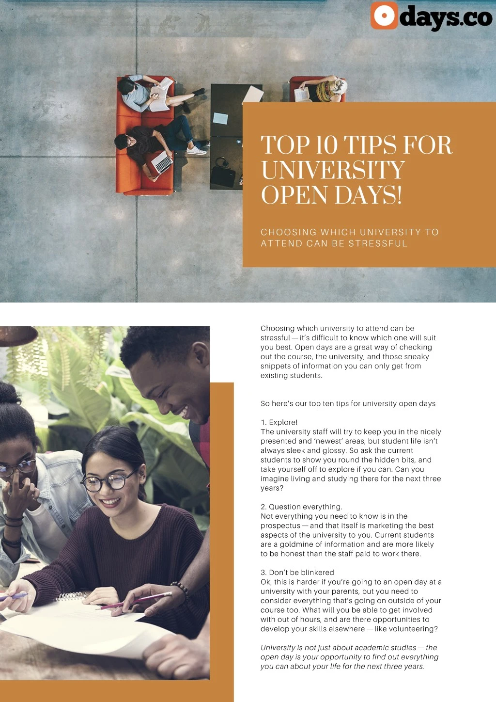 top 10 tips for university open days