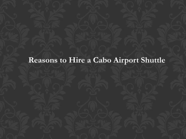 Reasons to Hire a Cabo Airport Shuttle