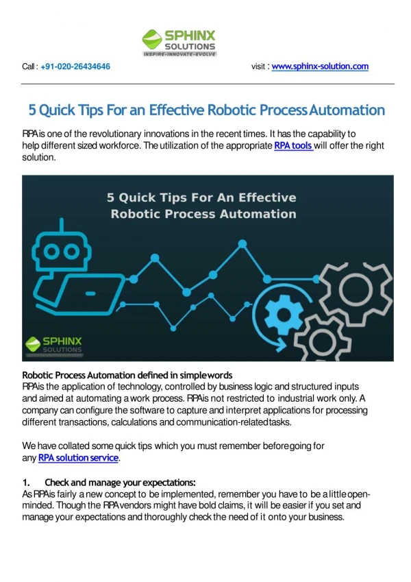 5 Quick Tips For an Effective Robotic Process Automation