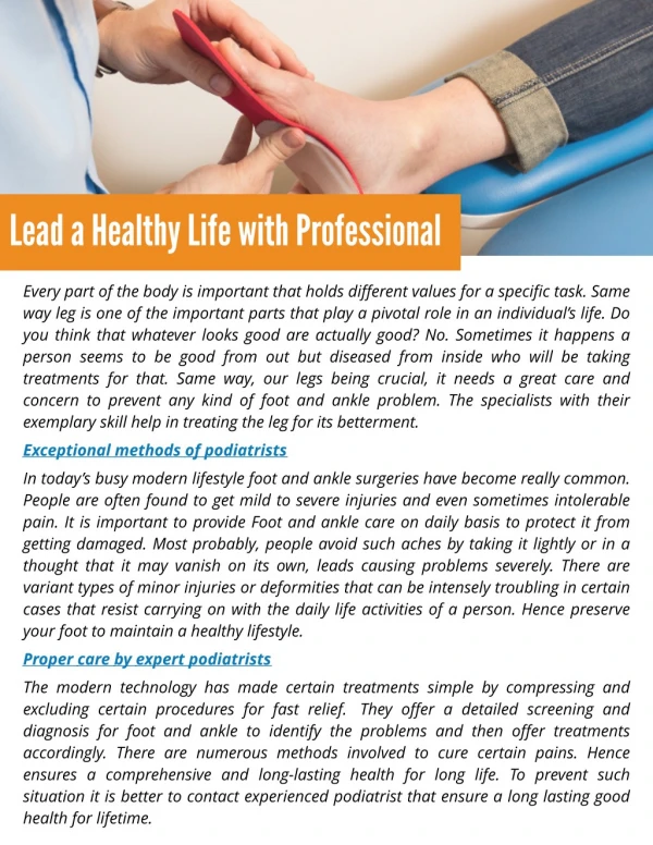 Lead a Healthy Life with Professional