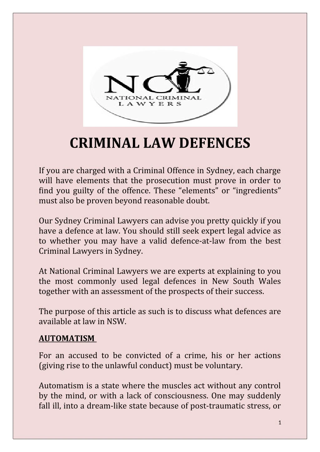 criminal law defences
