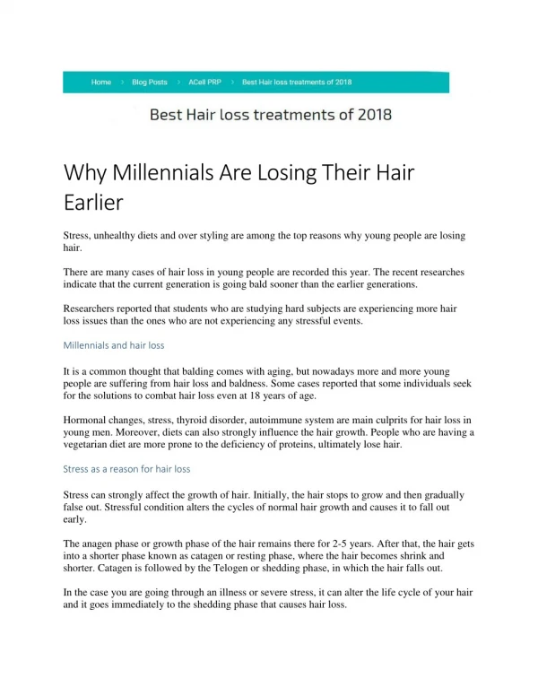 Why Millennials Are Losing Their Hair Earlier