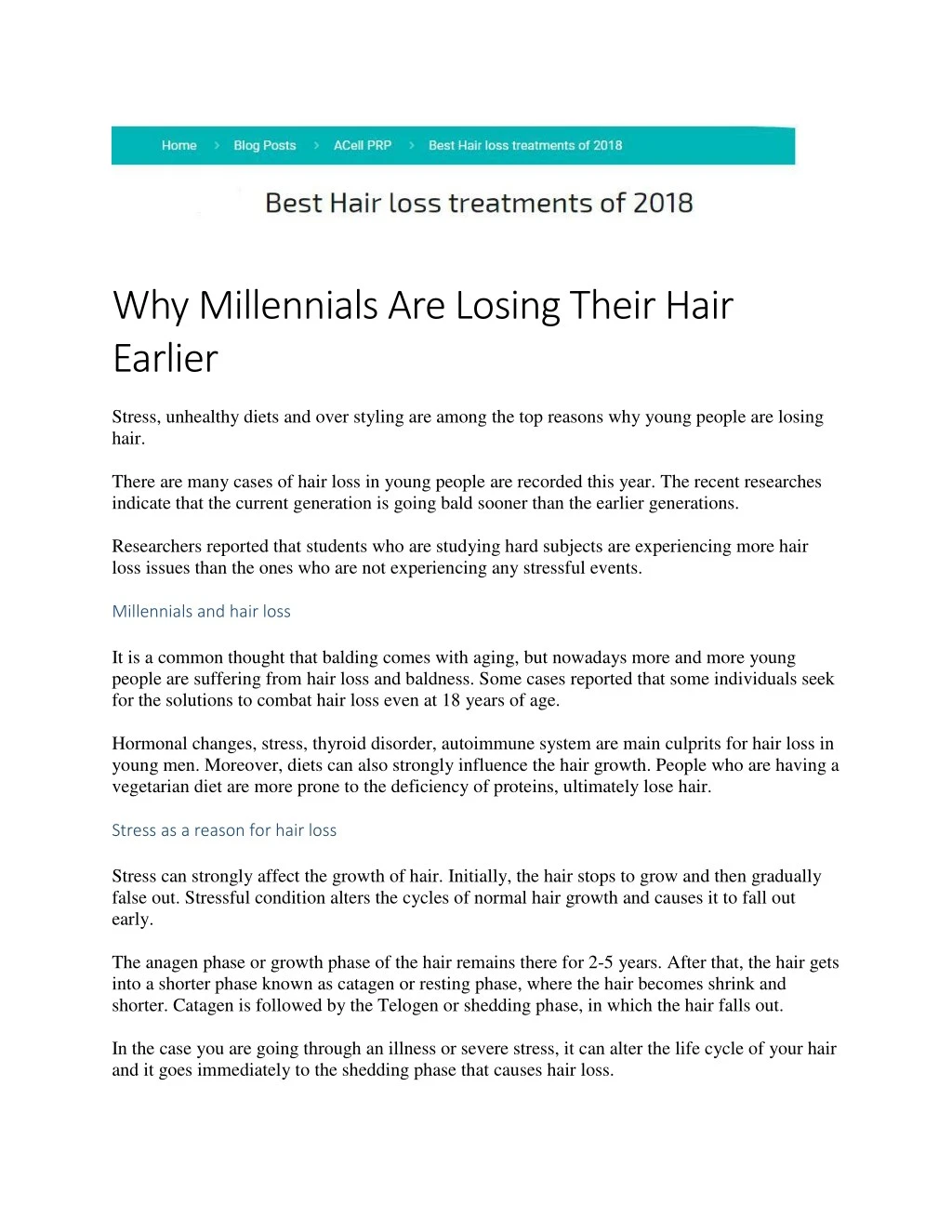 why millennials are losing their hair earlier