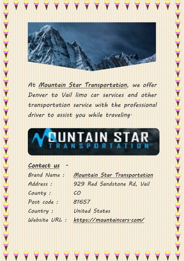 Denver to Vail Transportation, Limo and Car Service