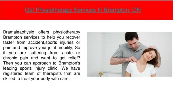 Get Physiotherapy Services In Brampton At Affordable Prices