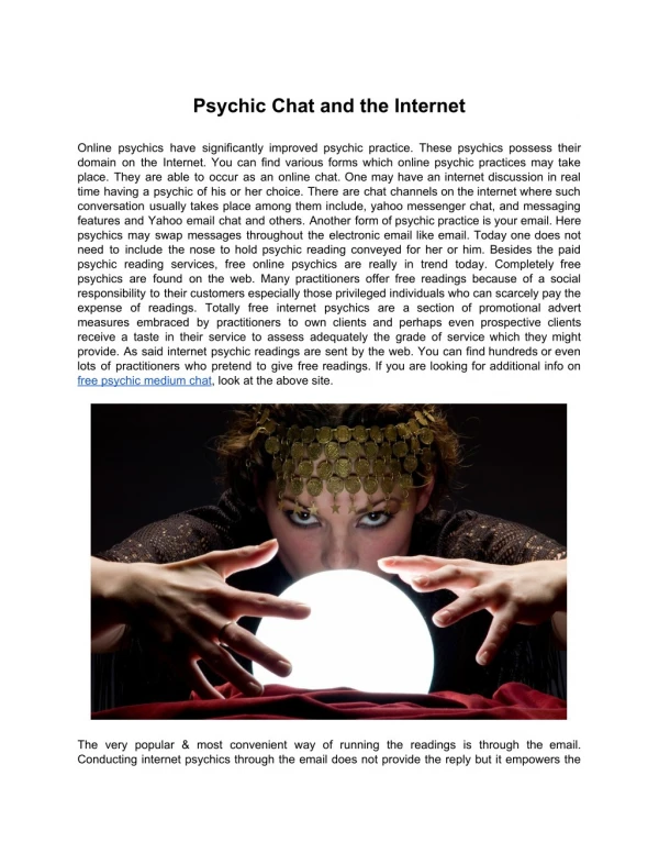Psychic Chat and the Internet
