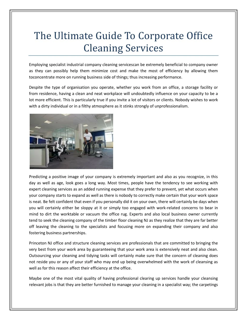 the ultimate guide to corporate office cleaning