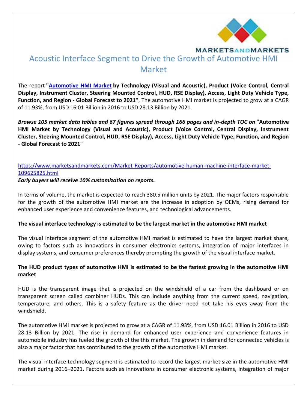 acoustic interface segment to drive the growth