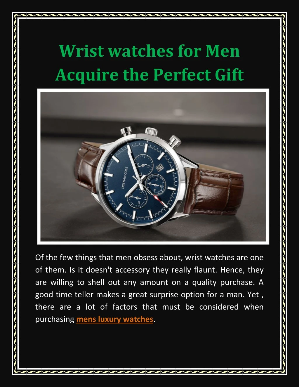 wrist watches for men acquire the perfect gift