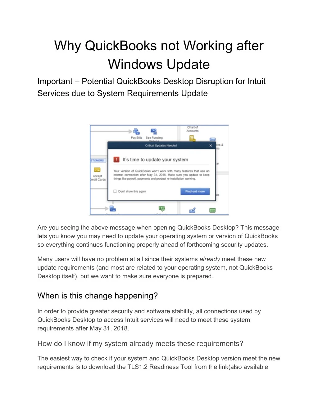 why quickbooks not working after windows update