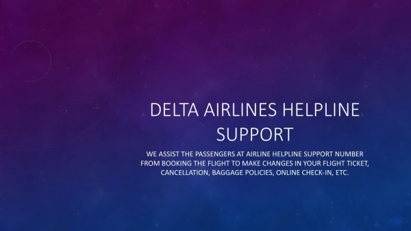 Delta airlines helpline support