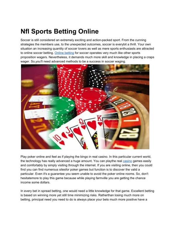 Nfl Sports Betting Online