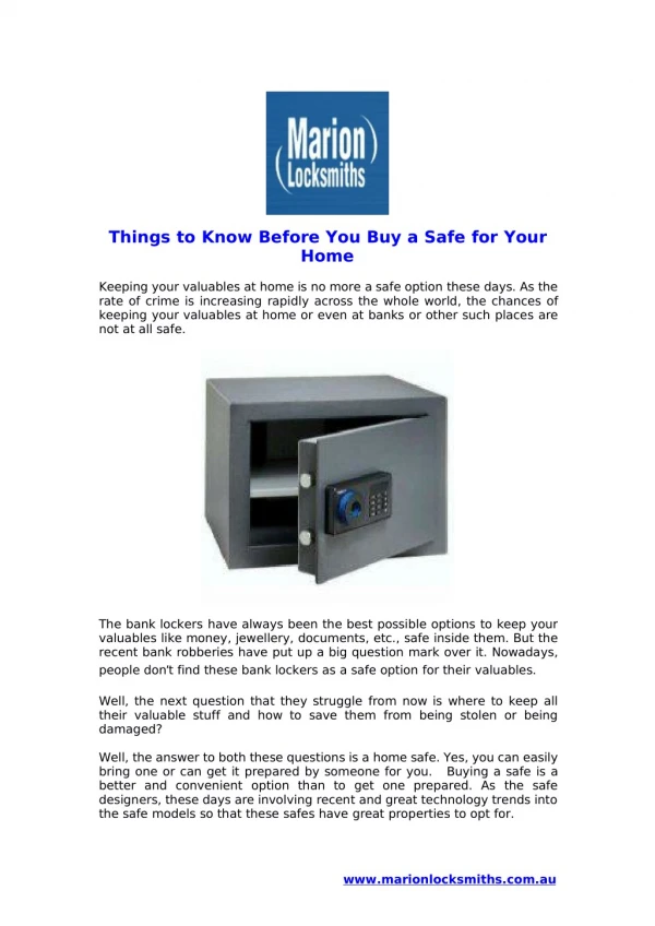 Things to Know Before You Buy a Safe for Your Home