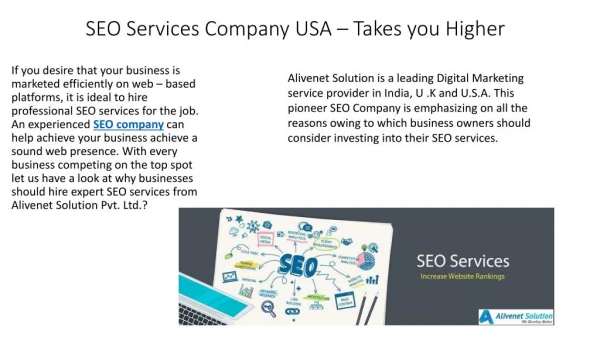 Seo services company usa – takes you higher
