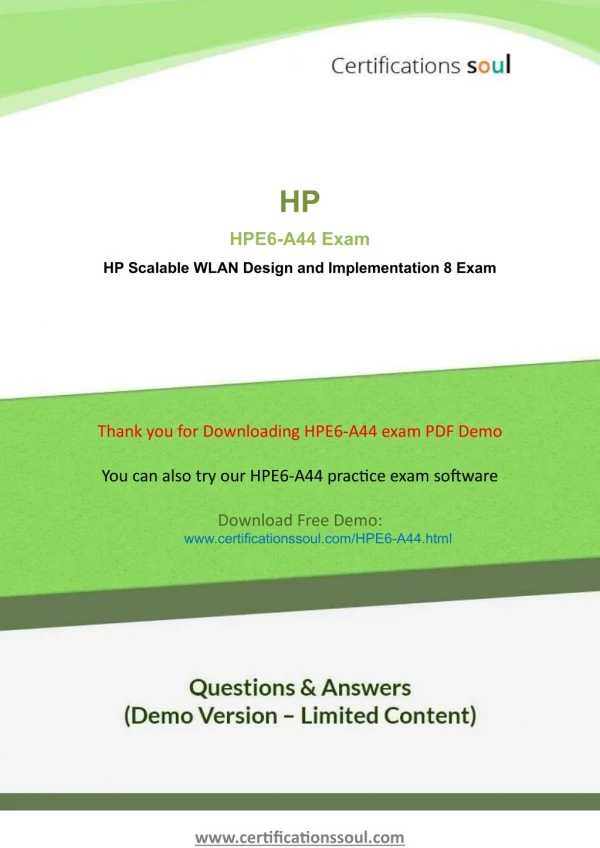 Aruba Certified Mobility Professional V8 HPE6-A44 HP Exam Dumps