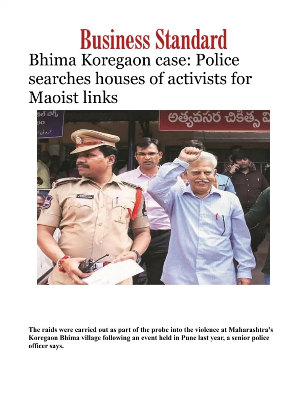 Bhima Koregaon case: Police searches houses of activists for Maoist links 