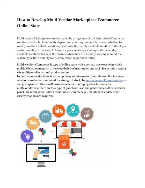 How to Develop Multi Vendor Marketplace Ecommerce Online Store
