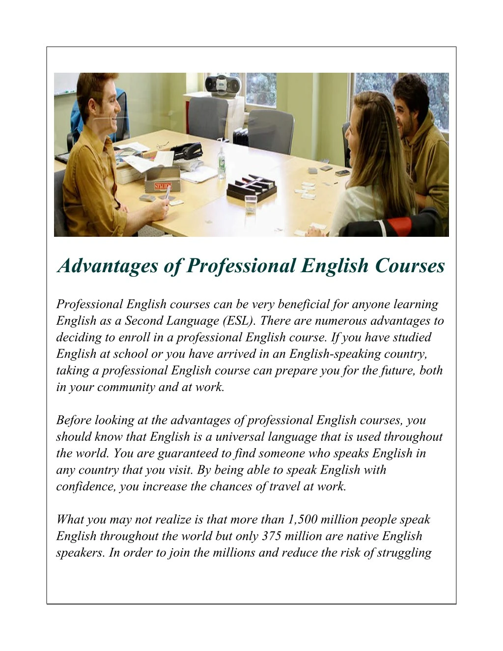 advantages of professional english courses
