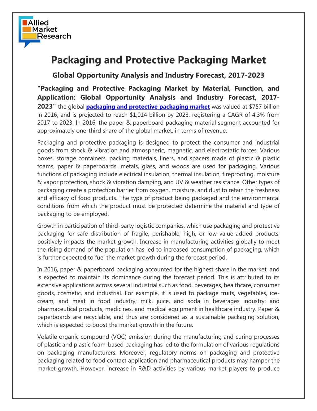 packaging and protective packaging market