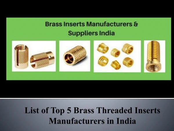 Top 5 Brass Threaded Inserts Manufacturers in India