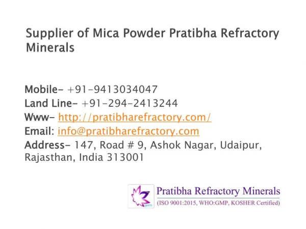 Supplier of Mica Powder Pratibha Refractory Minerals