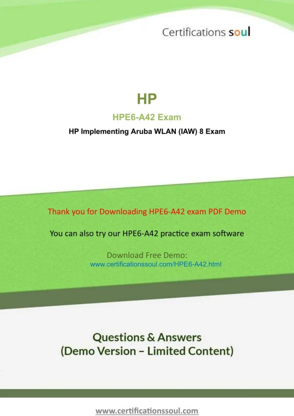 Aruba Certified Mobility Associate V8 HPE6-A42 HP Practice Test