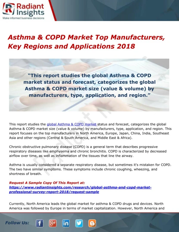 Asthma & COPD Market Top Manufacturers, Key Regions and Applications 2018