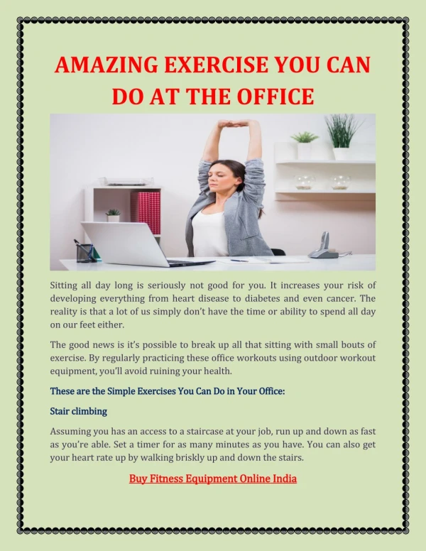 Amazing Exercise You Can do at the Office