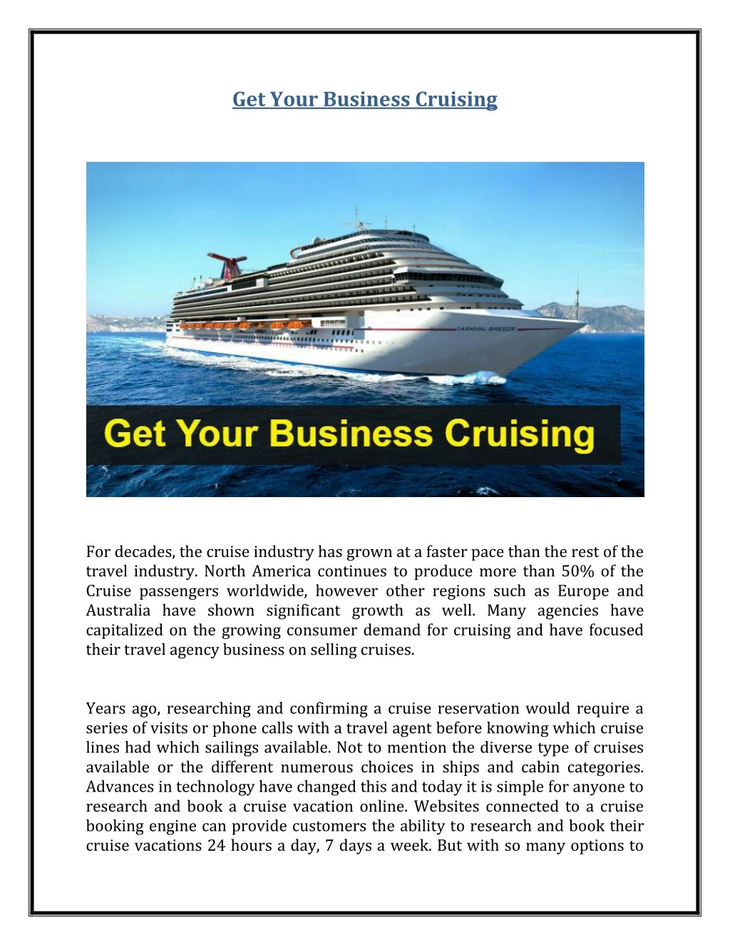 get your business cruising