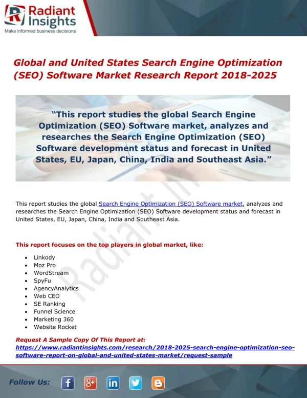 Global and United States Search Engine Optimization (SEO) Software Market Research Report 2018-2025