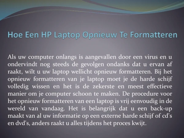 Hoe Een HP Laptop Opnieuw Te Formatteren?