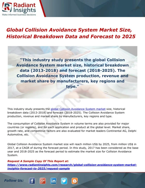 Global Collision Avoidance System Market Size, Historical Breakdown Data and Forecast to 2025