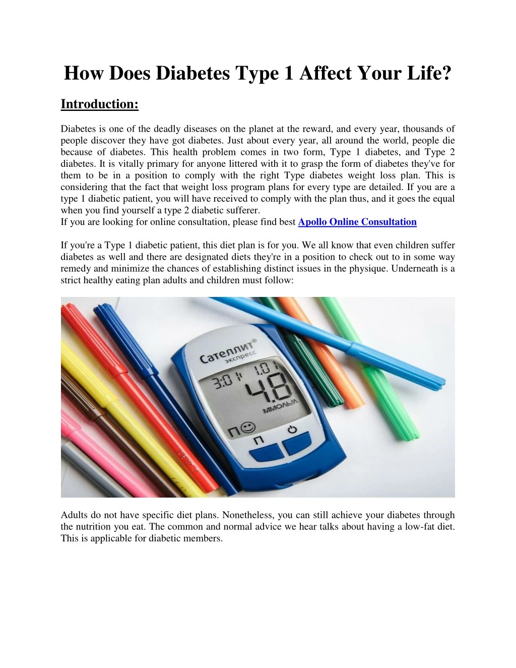 how does diabetes type 1 affect your life