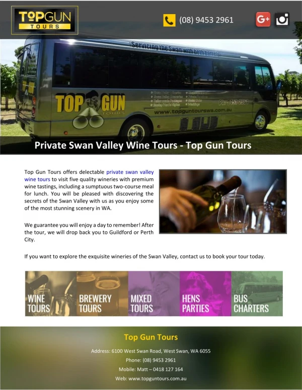 Private Swan Valley Wine Tours - Top Gun Tours