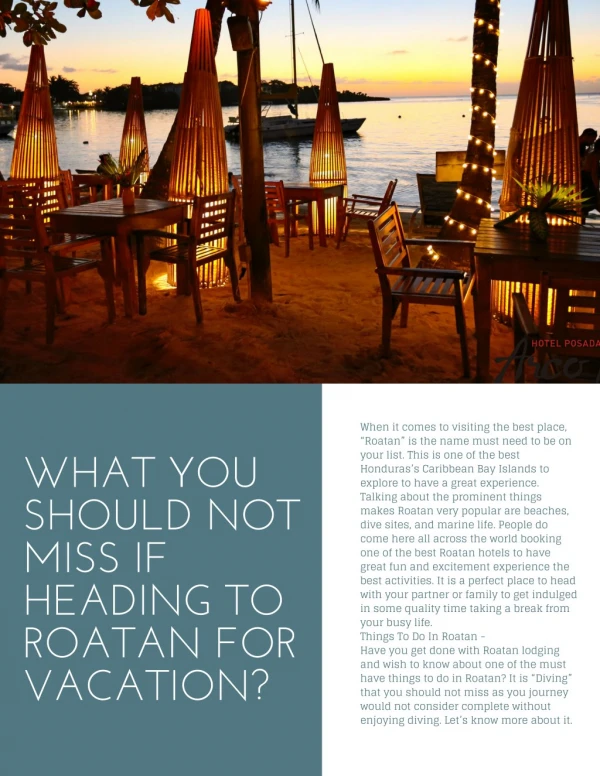 What You Should Not Miss If Heading To Roatan For Vacation