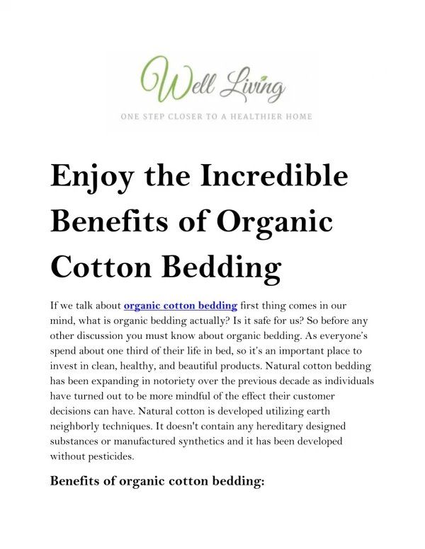 Enjoy the Incredible Benefits of Organic Cotton Bedding