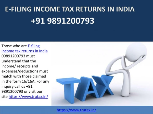 E-filing income tax returns in India 09891200793