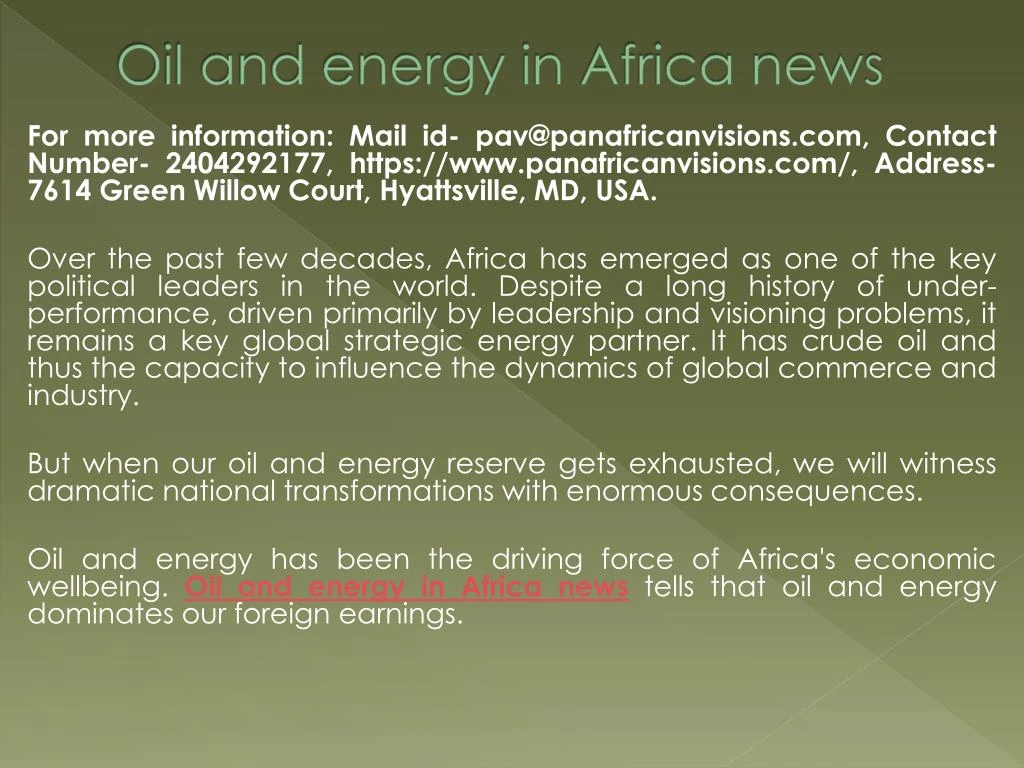 oil and energy in africa news