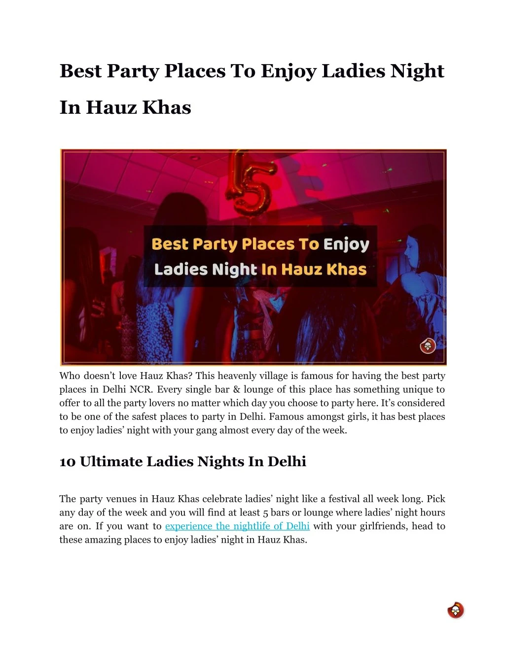 best party places to enjoy ladies night