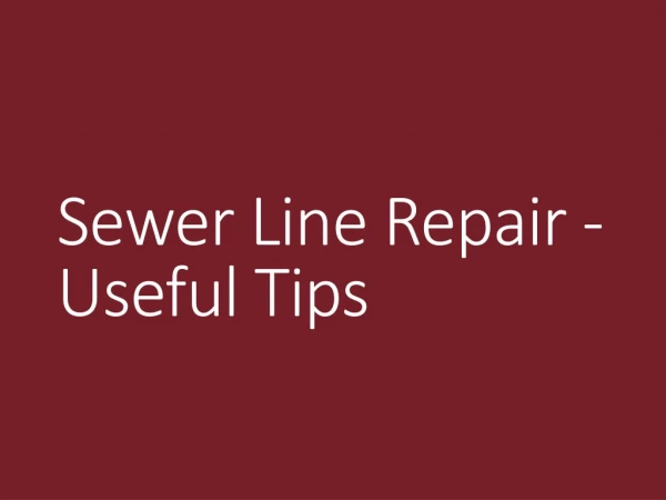 Sewer Line Repair - Useful Tips