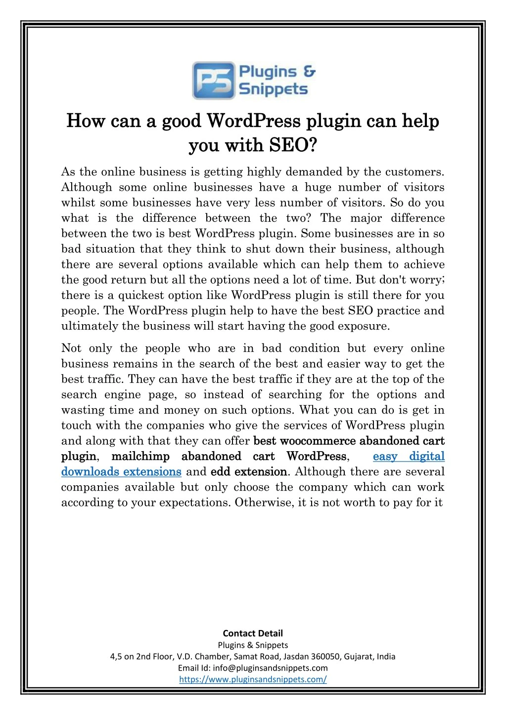 how can a good how can a good wordpress plugin