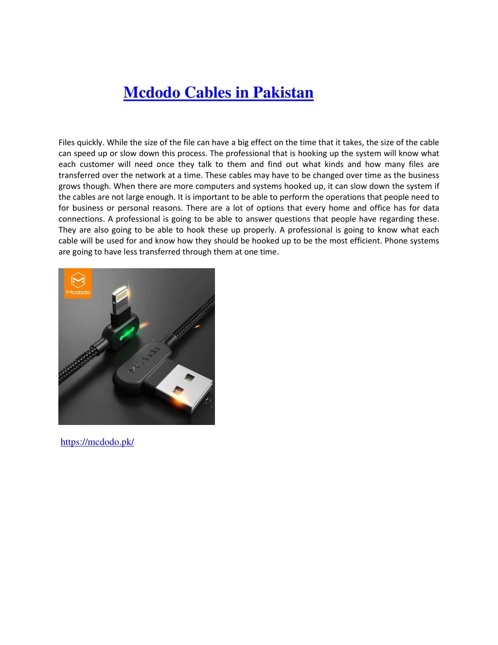 mcdodo cables in pakistan