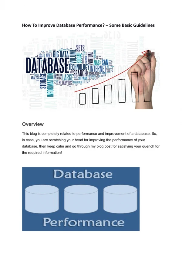 How To Improve Database Performance? – Some Basic Guidelines