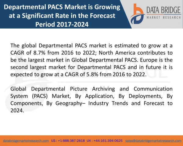 Global Departmental PACS Market â€“ Industry Trends and Forecast to 2024