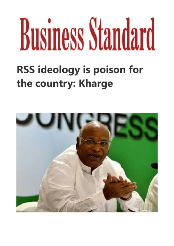 RSS ideology is poison for the country: Kharge