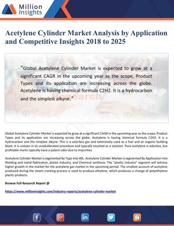 Acetylene Cylinder Market Analysis by Application and Competitive Insights 2018 to 2025
