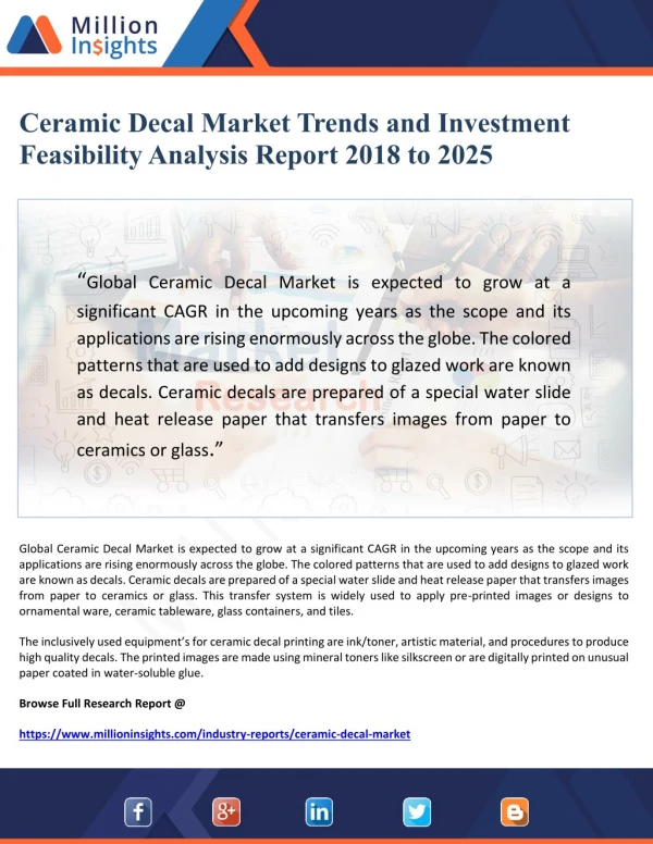 Ceramic Decal Market Trends and Investment Feasibility Analysis Report 2018 to 2025