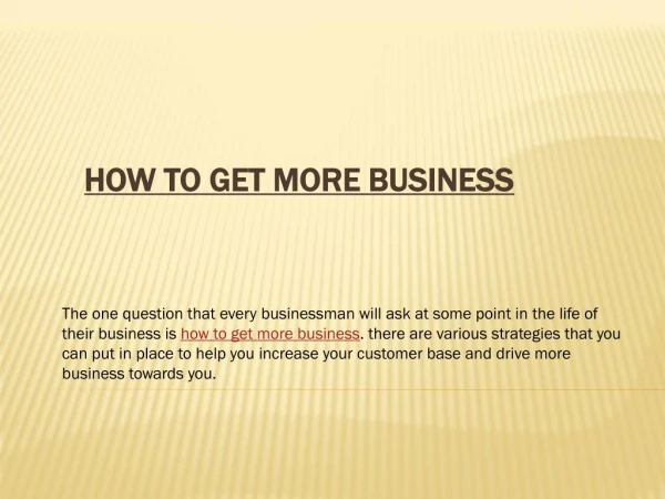 Tips on How to Get More Business