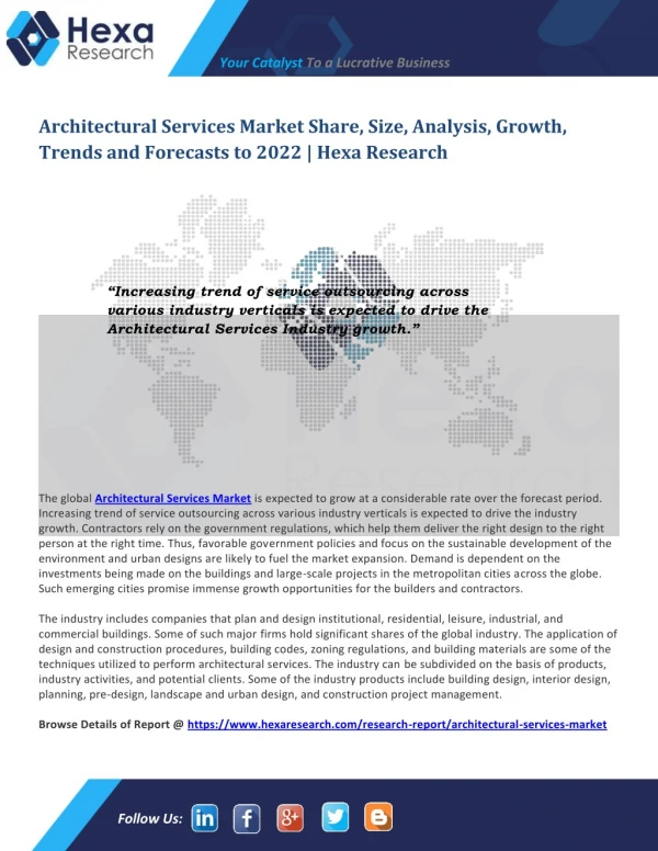 Architectural Services Market Size, Share, Industry Analysis and Forecast to 2022